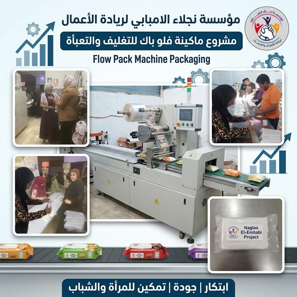 مشروع ماكينة فلو باك للتغليف والتعبئة لدعم المرأة والشباب والمشروعات الصغيرة